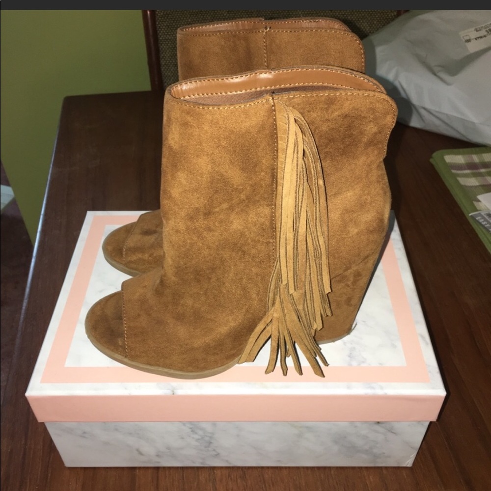 Suede fringe booties